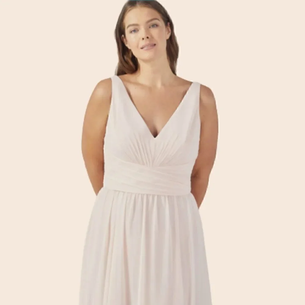 Amsale Justine Chiffon Maxi Gown iin Blush Pink Size 8
